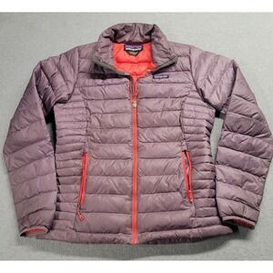 Patagonia Goose Down Sweater Puffer Jacket Women's Small Purple Full Zip Red